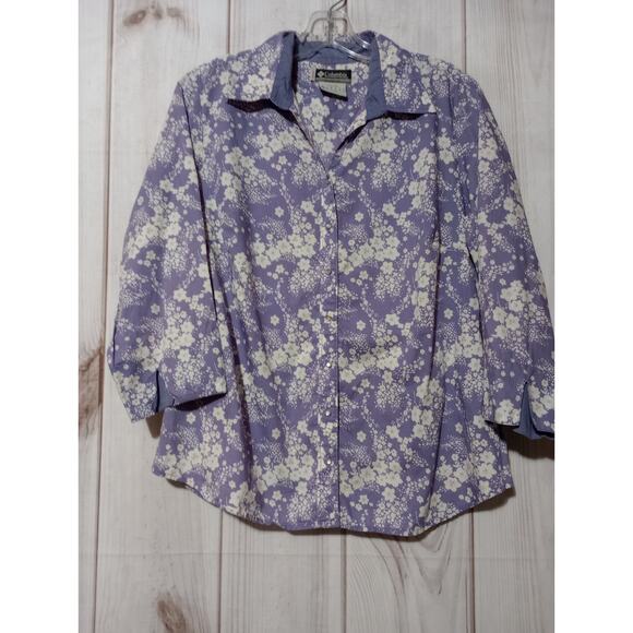Columbia Shirt Ladies Large‎ Purple Pearl Snap - Picture 1 of 8
